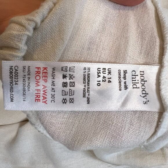 Nobody's Child Cream Linen-blend Wide Leg Shona Trousers - US10 Petite - Picture 5 of 6